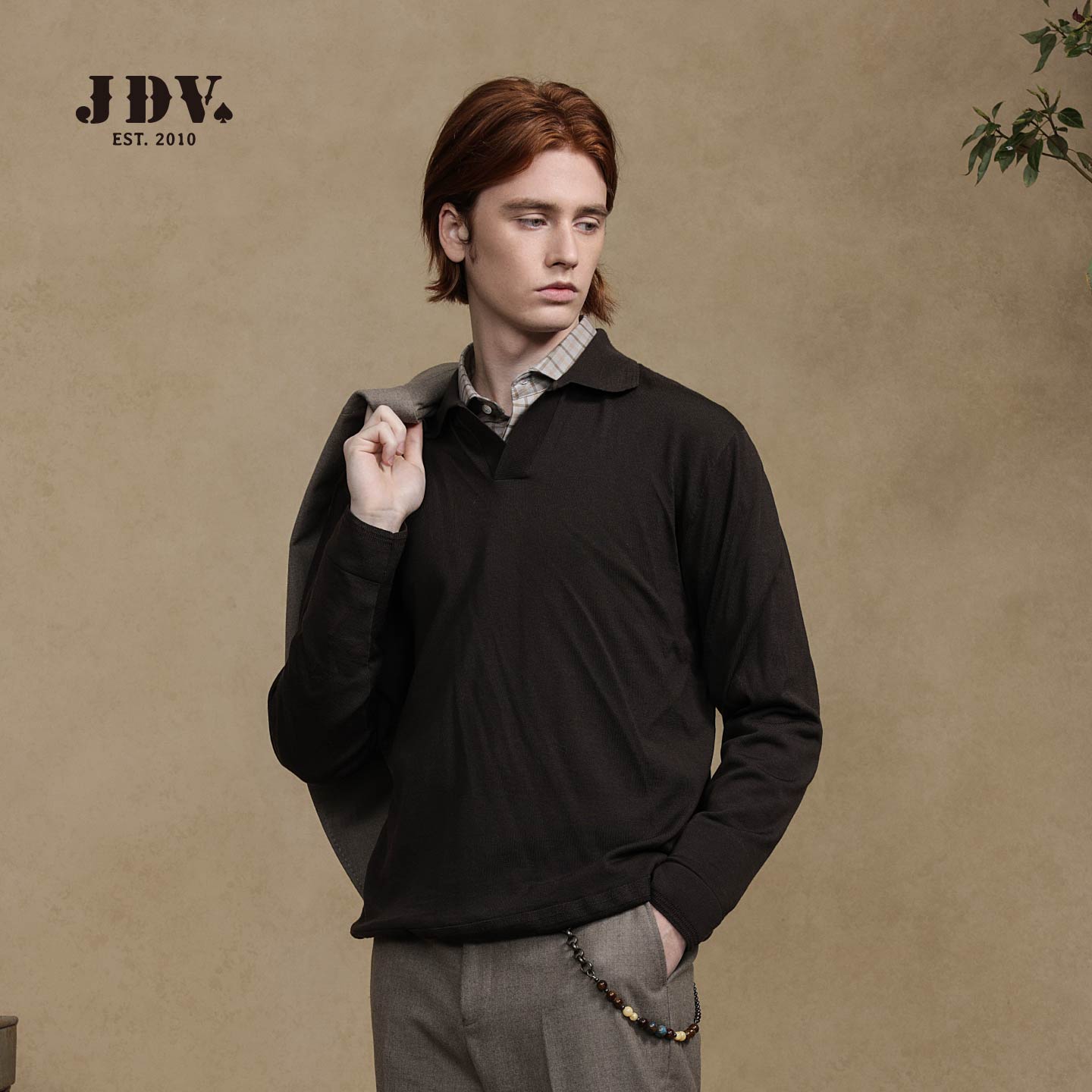 JDV商场同款咖啡色男士羊毛衫