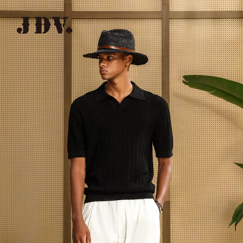 JDV老钱风纯棉海鸥领POLO衫男
