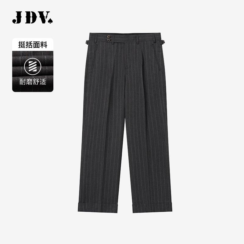 JDV商场同款咖啡色条纹男士西裤