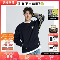 [JDV & Smiley Joint Name] Весна и осень Новый Продукт Торговый центр такого же черного контрастного строчка круглая шея мужчина