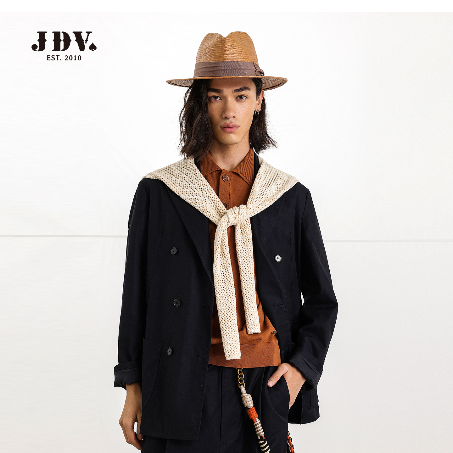 JDV商场同款男藏青纯棉宽松西装