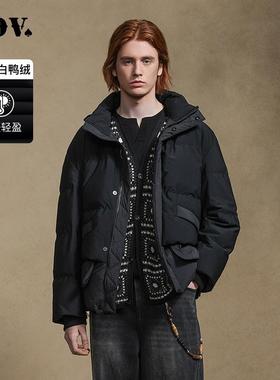 JDV商场同款秋冬新款短款羽绒男装黑色连帽羽绒服男士保暖WDW4561