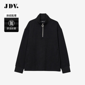 黑色立领半拉链卫衣长袖 商场同款 宽松上衣WST4373 春秋新品 JDV男装