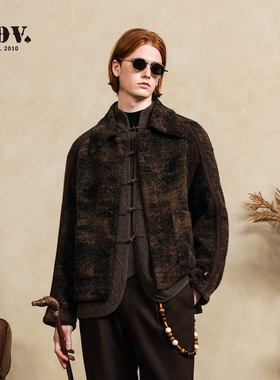JDV商场同款复古绵羊毛外套男装秋冬新品宽松翻领夹克男款WJK5358