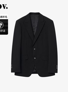 JDV男装春秋新品商场同款黑色男士西装绵羊毛商务西服外套WMM4016