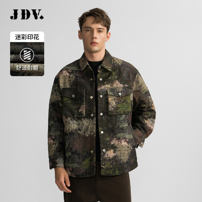 JDV军绿色翻领迷彩男士夹克外套