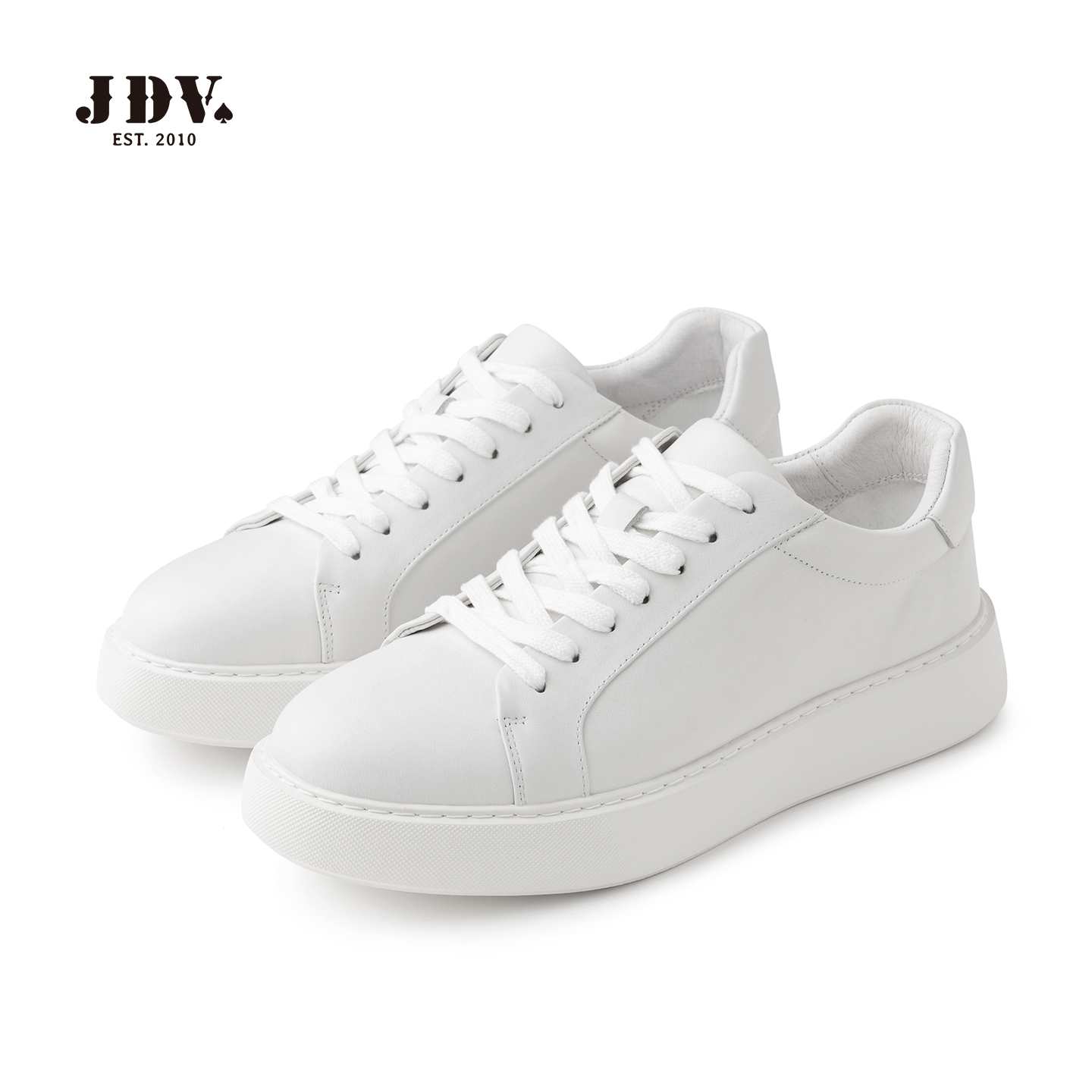 JDV商场同款男士白色牛皮休闲鞋