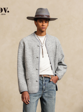 JDV商场同款春秋季新品圆领毛呢外套休闲简约百搭羊毛夹克WJK5378