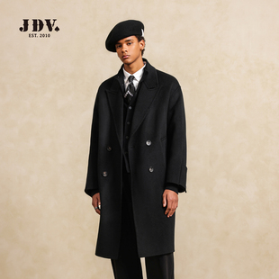 纯羊毛复古毛呢大衣男款 JDV男装 宽戗驳领毛呢大衣2025年秋冬新款