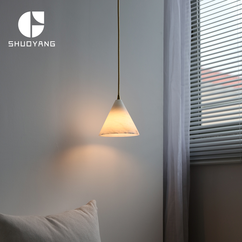 西班牙云石吊灯小资床头设计师创意吧台民宿酒店橱窗全铜极简吊灯