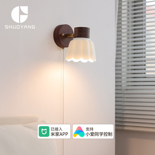 黑胡桃木陶瓷全光谱壁灯