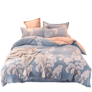 加厚牛奶绒四件套冬季珊瑚绒双面毛绒法兰绒加绒被套床上用品床笠