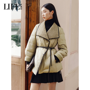 外套 浴袍式 LIFE·IDEA温柔大翻领高级感短款 羽绒服女冬新款