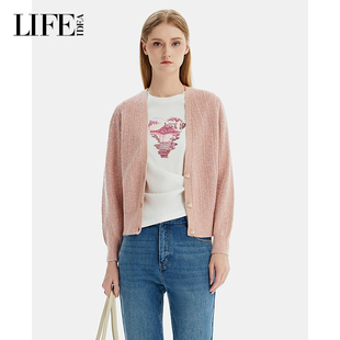 优雅气质奢华小衫 气质柔粉针织开衫 外套女 新款 LIFE·IDEA秋季