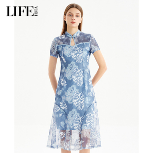 短袖 连衣裙女中长款 裙子 2025巨好看 LIFE·IDEA端庄大气夏季