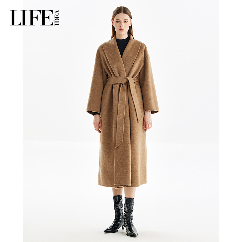 莱芙·艾迪儿浴袍式羊毛大衣外套