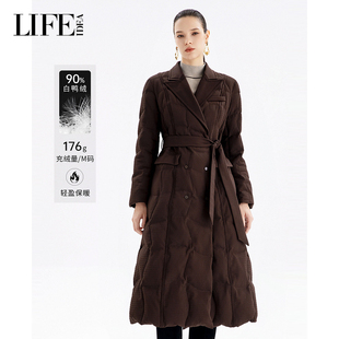 束腰修身 萊芙艾迪兒冬季 2024新款 加厚保暖女式 新品 羽絨服中長(zhǎng)外套