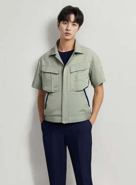 Badcrystal/晶至2023年夏季短袖工作服套装可定制防静电S587