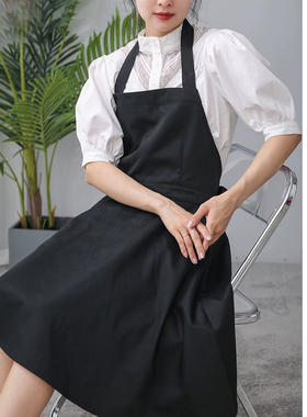 欧式赫本风围裙印字LOGO法式厨房风西餐厅优雅鲜花店美甲店06