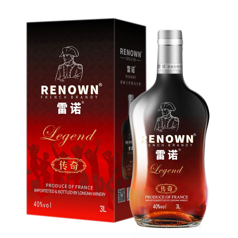 雷诺（RENOWN）拿破仑传奇特级白兰地3L 礼盒装洋酒烈酒原液进口