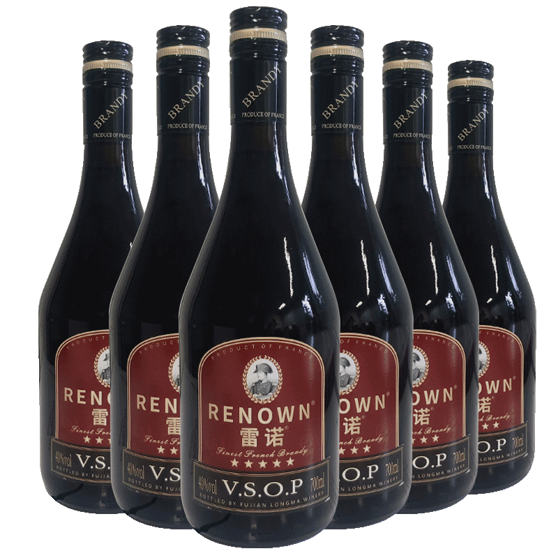 洋酒雷诺renown五星白兰地vsop700ml* 6 半箱装正品烈酒无盒装