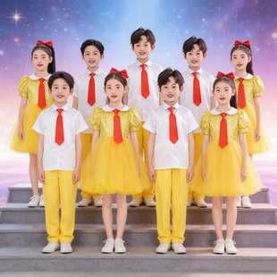 六一儿童大合唱团演出服装中小学生朗诵红歌童表演服啦啦队
