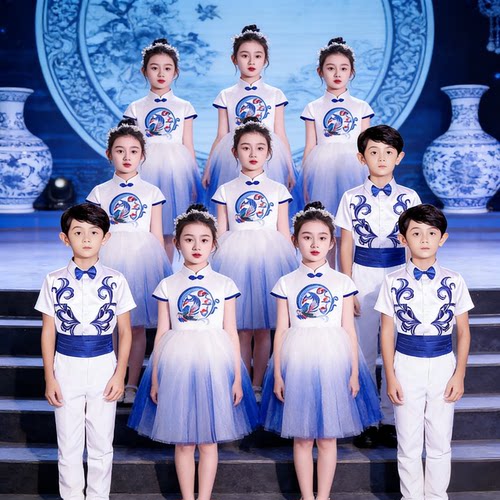 中国风六一儿童表演服古筝公主裙