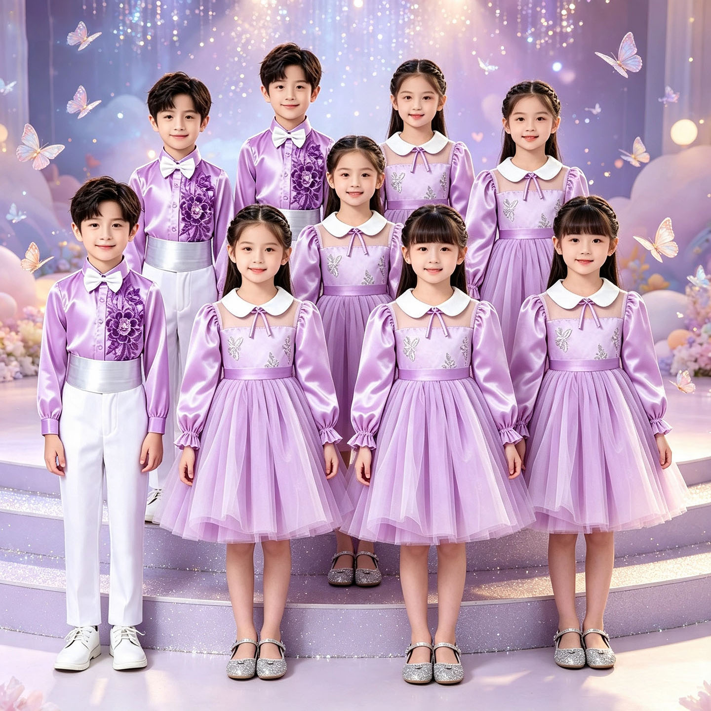 儿童大合唱演出服中小学生男童女童幼儿园朗诵表演服装公主裙国庆