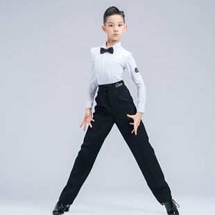 歌瑞亚少儿舞服新款男童拉丁摩登舞白衬衫长裤表演比赛规定服5104