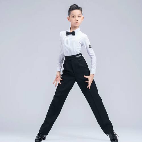 歌瑞亚少儿舞服新款男童拉丁摩登舞白衬衫长裤表演比赛规定服5104