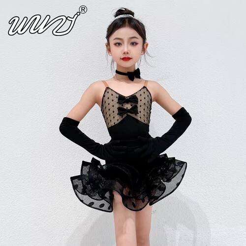 舞姿女童拉丁舞服新款女童拉丁服春夏练功服高级小香风拉丁演出服