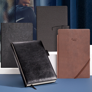 得力笔记本中号大号可定制烫金记事本高档商务精致皮面本子定制印LOGO纪念礼盒套装 送礼笔记本加厚黑色软皮本