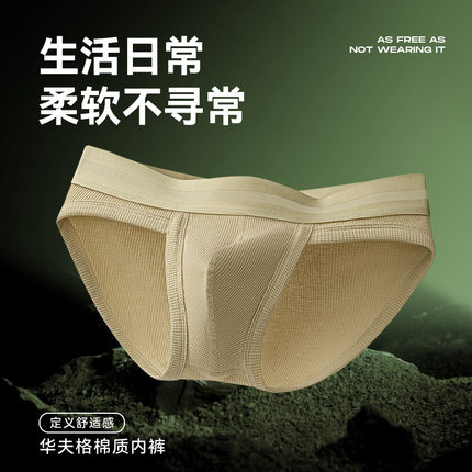 外贸华夫格棉男士三角裤枪蛋分离阴囊托青年透气高弹大码性感内裤