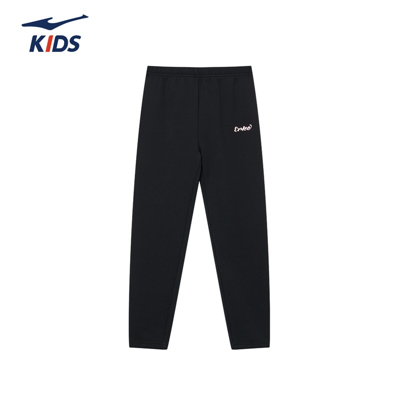 鸿星尔克童装女童裤子秋冬季加薄绒打底裤紧身运动裤儿童休闲长裤
