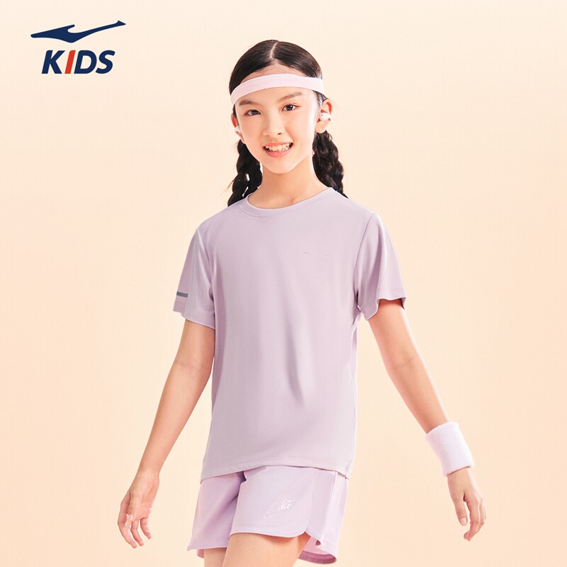 鸿星尔克女童装短袖t恤新款2026夏季儿童防晒透气中大童上衣户外