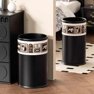 坤福家用垃圾桶大号大容量厨房客厅化妆室2025新款皮革轻奢高档