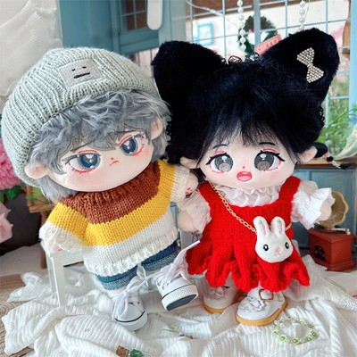 棉花娃娃20cm厘米娃衣服明星公仔裸娃正常体胖胖体红色毛线吊带裙