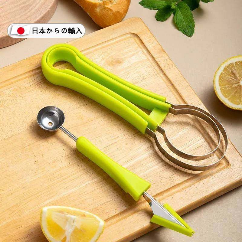 挖球器西瓜勺瓜果挖瓤雕花刀三合一不锈钢水果家用厨房工具套装