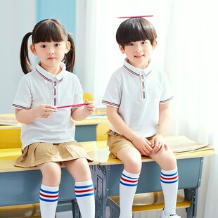 男女童演出服 英伦风小学生校服夏儿童运动套装 新款 幼儿园园服夏季