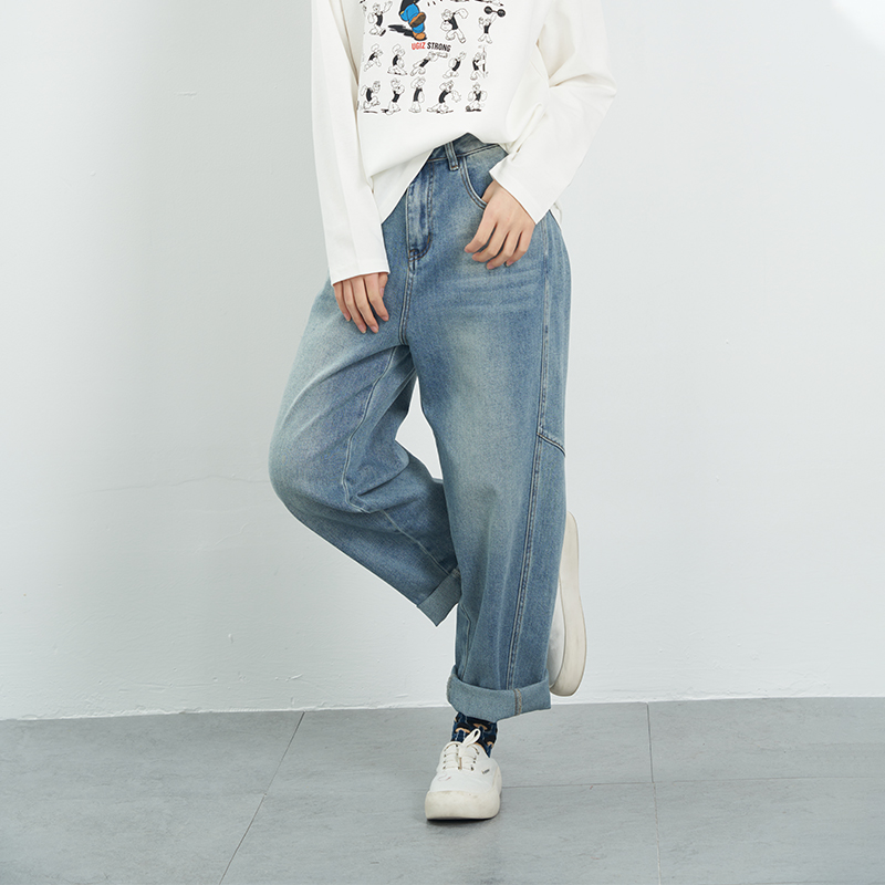 韩版休闲萝卜哈伦牛仔裤