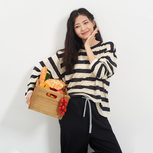 韩版条纹宽松休闲针织衫