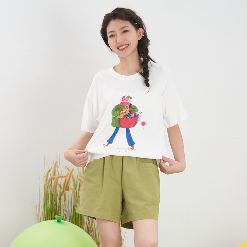 UGIZ2025年夏季新品商场同款宽松韩版卡通印花休闲T恤女UBTJ816