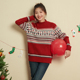 23年冬季 新品 韩版 UGIZ 女装 小人提花半高领圣诞红氛围毛衣UDWG838
