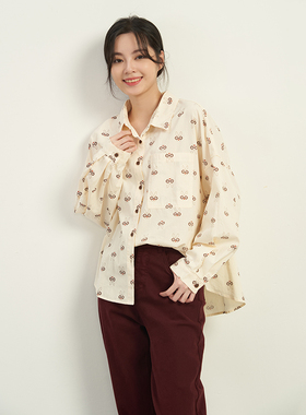 UGIZ2024年秋季新品韩版休闲百搭兔子印花个性长袖衬衫女UCSH832