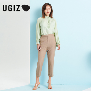 新品 韩版 女装 女UBPD318 UGIZ夏季 时尚 休闲纯色高腰垂感直筒九分裤