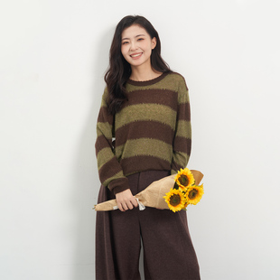 宽松休闲条纹针织衫 UGIZ2025年冬季 韩版 商场同款 女UDWJ805 新品