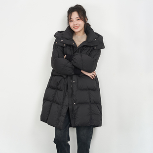 休闲宽松连帽立领中长款 韩版 羽绒服女UDYH851 新品 UGIZ2024年冬季