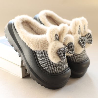 EVA防滑松糕厚底棉拖鞋女秋冬季内增高跟毛毛拖月子外穿2025新款