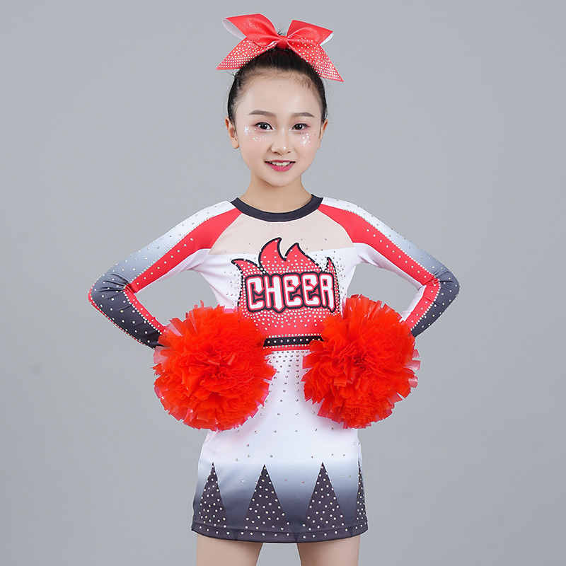 新款啦啦操比赛服连衣裙服装啦啦队服儿童表演服装运动会演出服