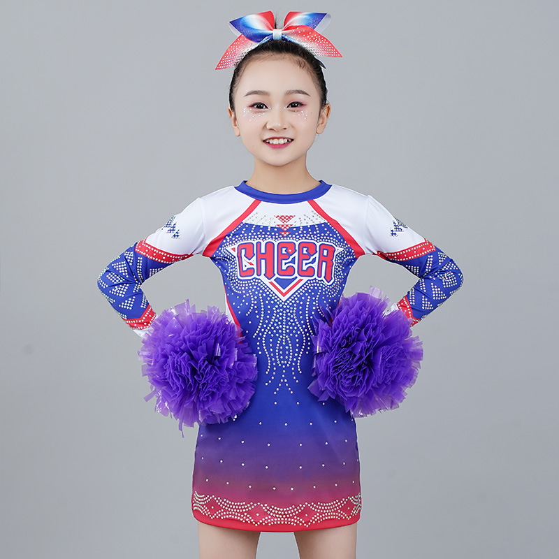 新款啦啦操比赛服连衣裙服装啦啦队服儿童表演服装运动会演出服
